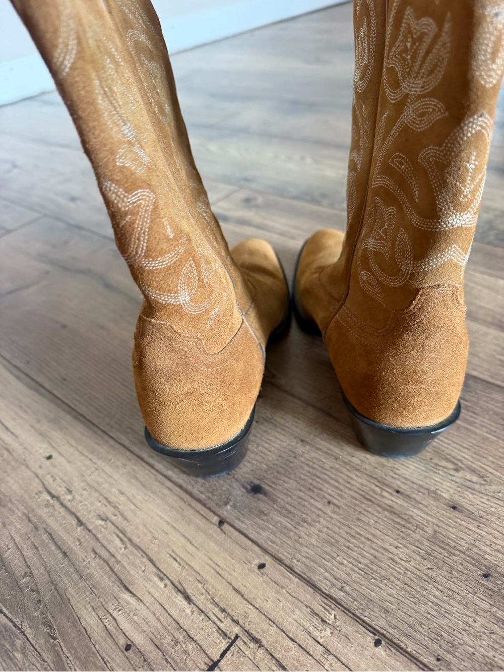 Ariat Brown Heritage Suede Western Cowboy Boot Embroidered Floral Women 7B 15713 - Picture 10 of 13